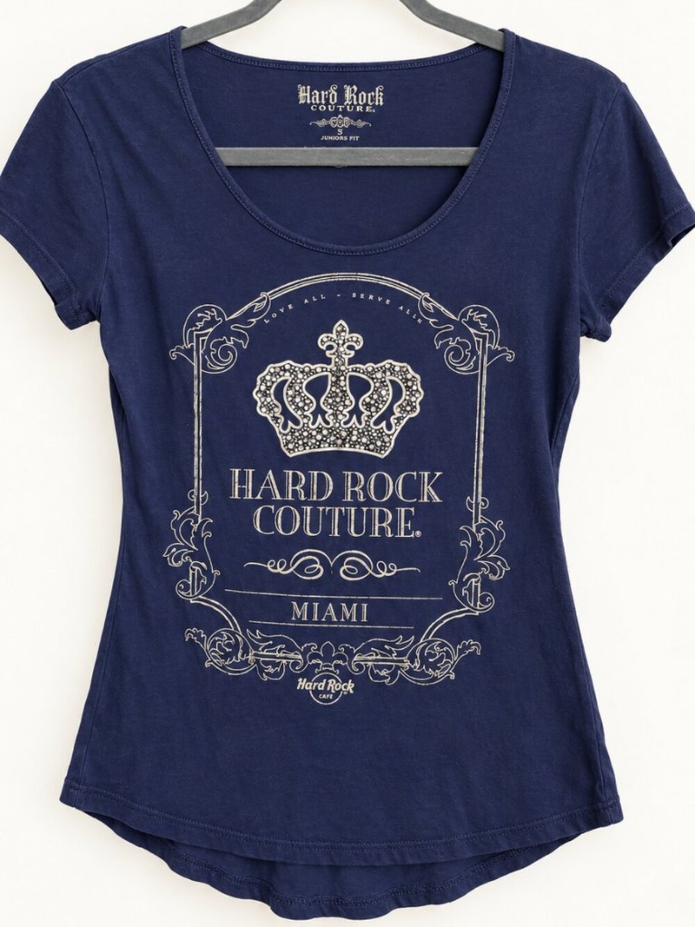 Hard Rock Couture Miami Navy Embellished Tee S